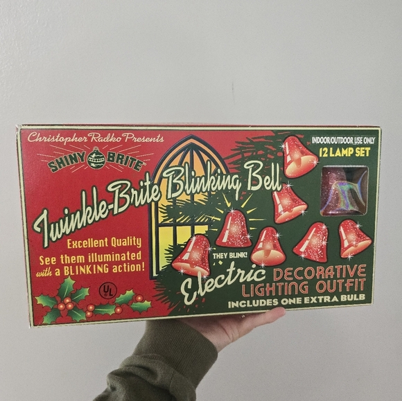 Christopher Radko Shiny Brite Twinkle Brite Blinking Bell Lights 12 Lamps Prop - Picture 1 of 9